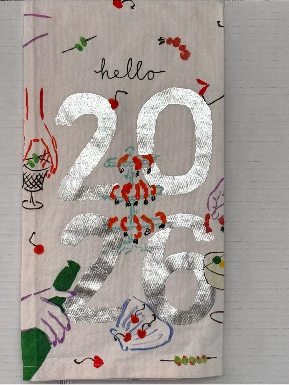 Anthropologie Phthalo Ruth Dish Tea Towel Bar Hello 2026 Drinks Celebration NEW
